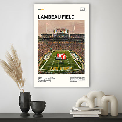 Lambeau Field Print, GB Packers Stadium Canvas Art, Fan Gifts, Sport Art, Canvas Print Wall Art