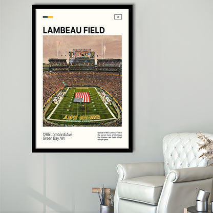 Lambeau Field Print, GB Packers Stadium Art, Gifts for him, Sport Art, Framed Art Print Wall Decor