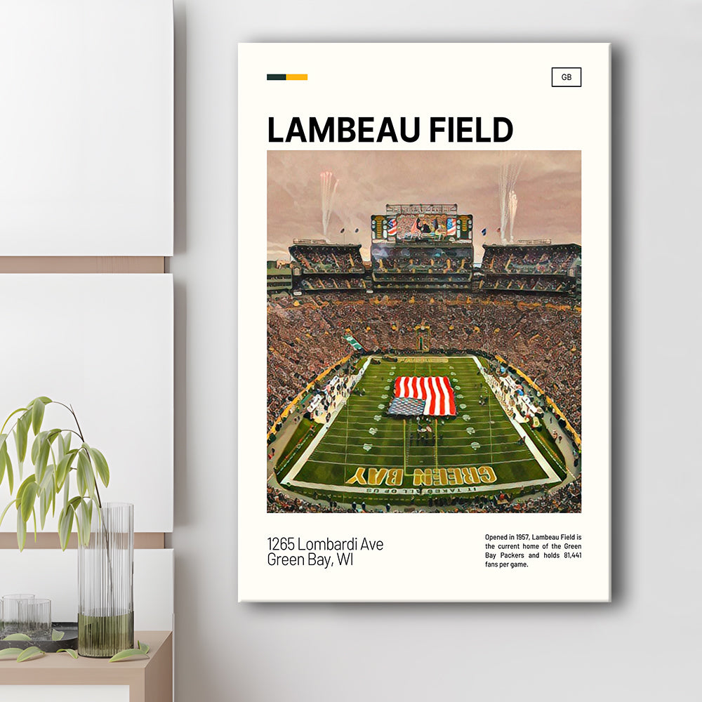 Lambeau Field Print, GB Packers Stadium Canvas Art, Fan Gifts, Sport Art, Canvas Print Wall Art