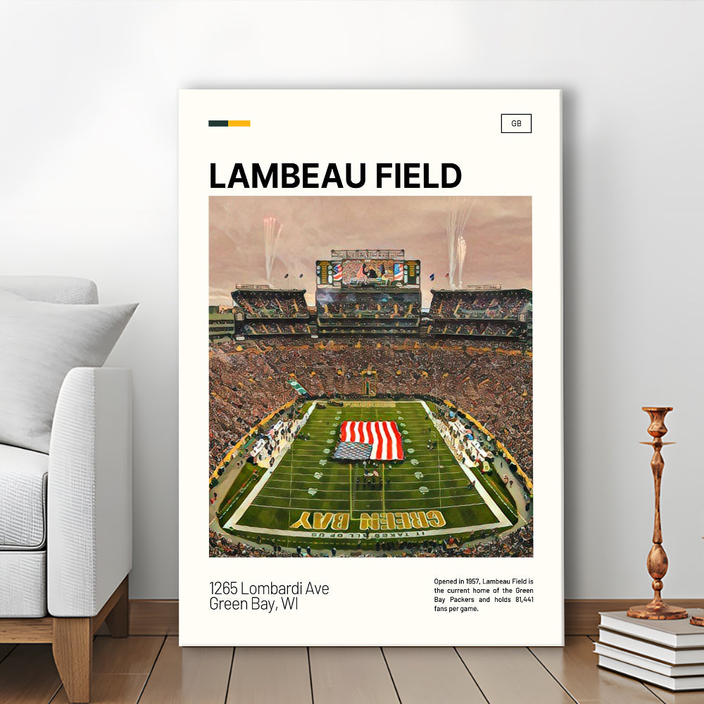 Lambeau Field Print, GB Packers Stadium Canvas Art, Fan Gifts, Sport Art, Canvas Print Wall Art