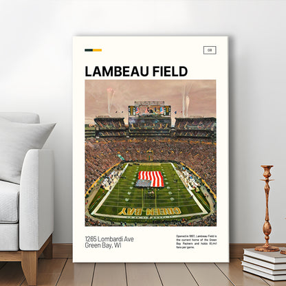 Lambeau Field Print, GB Packers Stadium Canvas Art, Fan Gifts, Sport Art, Canvas Print Wall Art