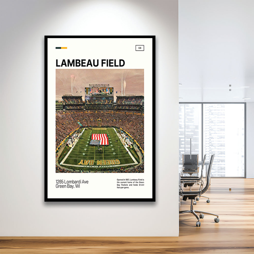Lambeau Field Print, GB Packers Stadium Art, Gifts for him, Sport Art, Framed Art Print Wall Decor