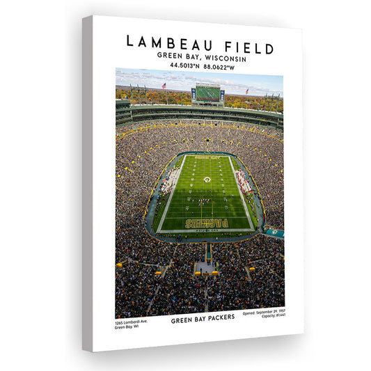 Lambeau Field, Green Bay Packers Football Stadium Wall Art Print, Canvas Prints Wall Art, Man Cave Decor