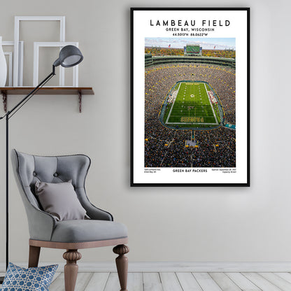 Lambeau Field, Green Bay Packers Football Stadium Wall Art Print, Framed Canvas Prints Wall Art