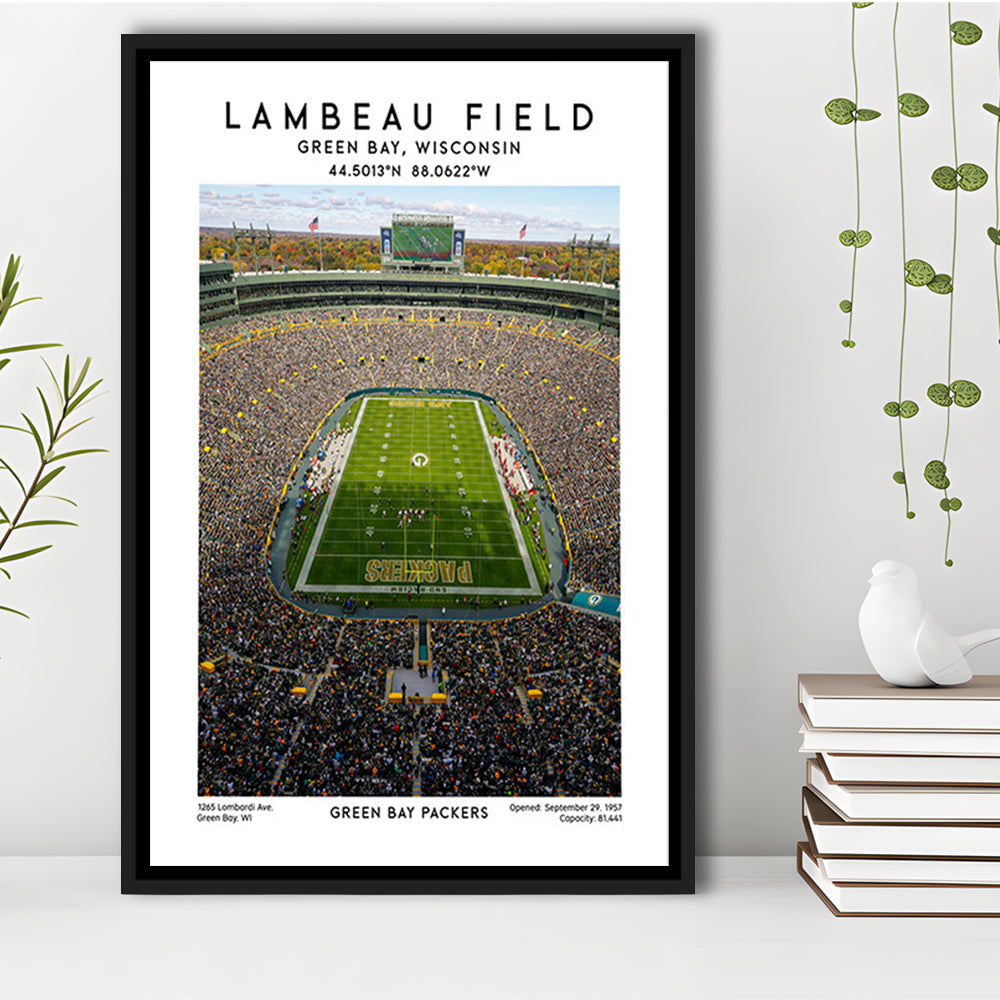 Lambeau Field, Green Bay Packers Football Stadium Wall Art Print, Framed Canvas Prints Wall Art
