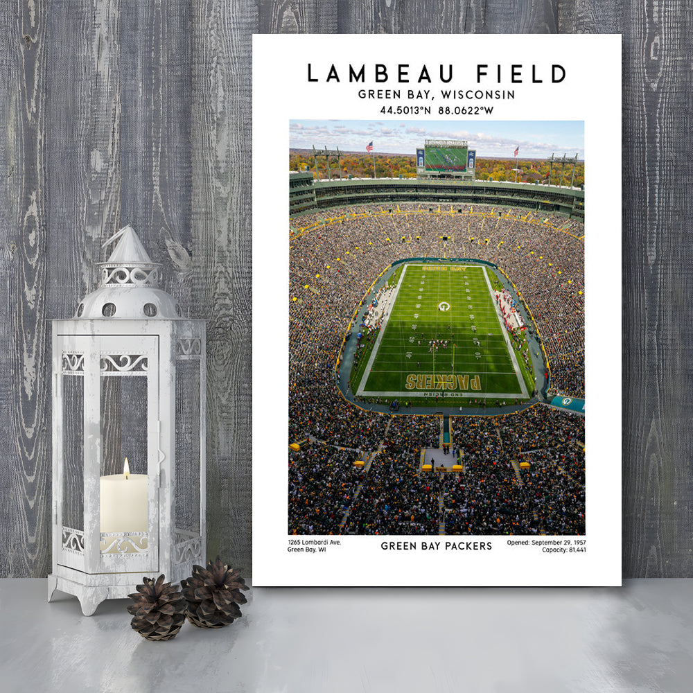 Lambeau Field, Green Bay Packers Football Stadium Wall Art Print, Canvas Prints Wall Art, Man Cave Decor