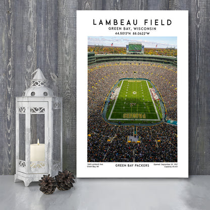 Lambeau Field, Green Bay Packers Football Stadium Wall Art Print, Canvas Prints Wall Art, Man Cave Decor