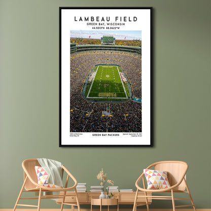 Lambeau Field, Green Bay Packers Football Stadium Wall Art Print, Framed Canvas Prints Wall Art