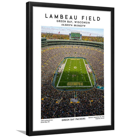 Lambeau Field, Green Bay Packers Football Stadium Wall Art Print, Framed Art Prints Wall Decor