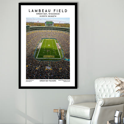 Lambeau Field, Green Bay Packers Football Stadium Wall Art Print, Framed Art Prints Wall Decor