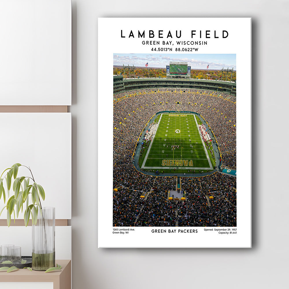 Lambeau Field, Green Bay Packers Football Stadium Wall Art Print, Canvas Prints Wall Art, Man Cave Decor