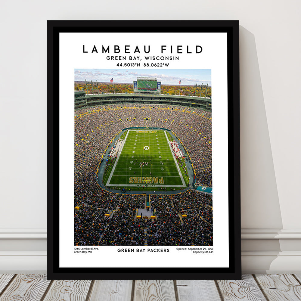 Lambeau Field, Green Bay Packers Football Stadium Wall Art Print, Framed Canvas Prints Wall Art