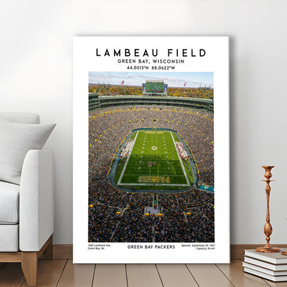 Lambeau Field, Green Bay Packers Football Stadium Wall Art Print, Canvas Prints Wall Art, Man Cave Decor