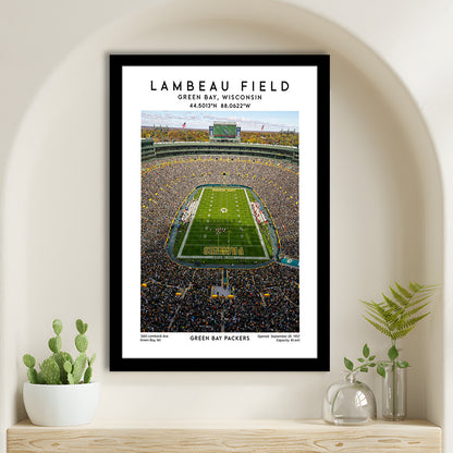 Lambeau Field, Green Bay Packers Football Stadium Wall Art Print, Framed Art Prints Wall Decor