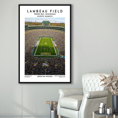 Lambeau Field, Green Bay Packers Football Stadium Wall Art Print, Framed Canvas Prints Wall Art