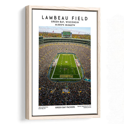 Lambeau Field, Green Bay Packers Football Stadium Wall Art Print, Framed Canvas Prints Wall Art