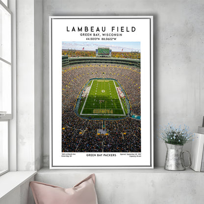 Lambeau Field, Green Bay Packers Football Stadium Wall Art Print, Framed Canvas Prints Wall Art