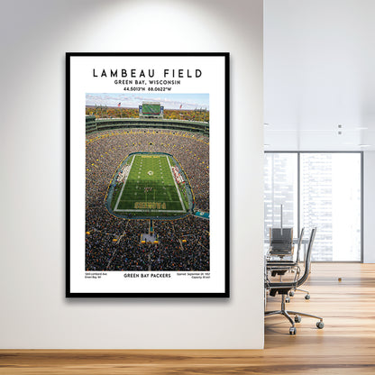 Lambeau Field, Green Bay Packers Football Stadium Wall Art Print, Framed Art Prints Wall Decor