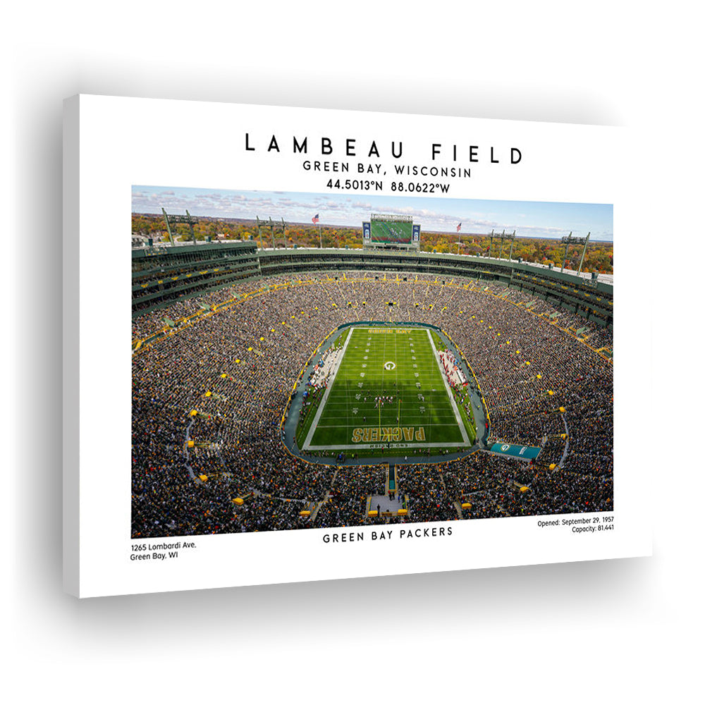Lambeau Field Print, Green Bay Packers Football Stadium Wall Art, Canvas Print Wall Art, Man Cave Gift
