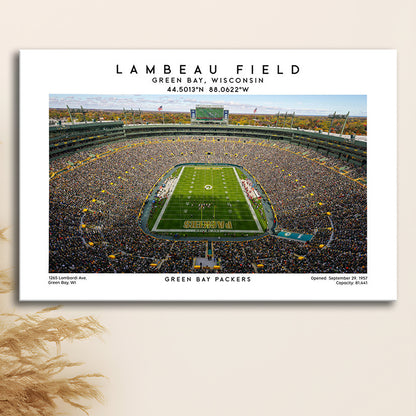 Lambeau Field Print, Green Bay Packers Football Stadium Wall Art, Canvas Print Wall Art, Man Cave Gift