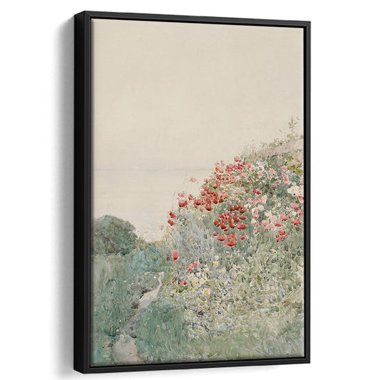 Landscape Painting Neutral Framed Canvas Print Wall Art, Watercolor Paintings Vintage Botanical Prints