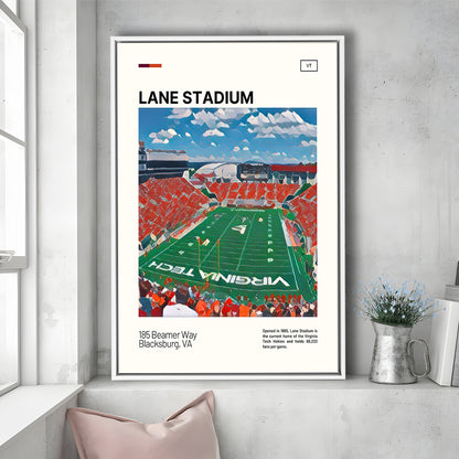 Lane Stadium Print, Virginia Tech Hokies Stadium Canvas Art, Man Cave Gift, Floating Framed Canvas Print Wall Art