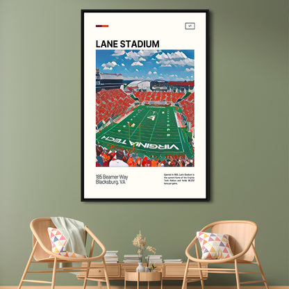 Lane Stadium Print, Virginia Tech Hokies Stadium Canvas Art, Man Cave Gift, Floating Framed Canvas Print Wall Art