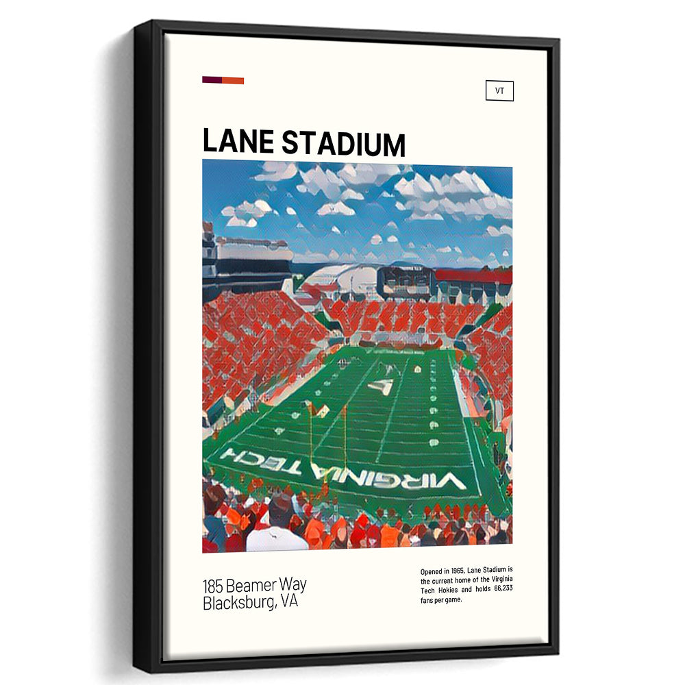 Lane Stadium Print, Virginia Tech Hokies Stadium Canvas Art, Man Cave Gift, Floating Framed Canvas Print Wall Art