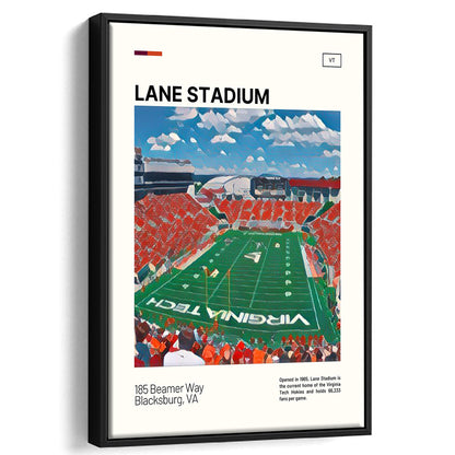 Lane Stadium Print, Virginia Tech Hokies Stadium Canvas Art, Man Cave Gift, Floating Framed Canvas Print Wall Art
