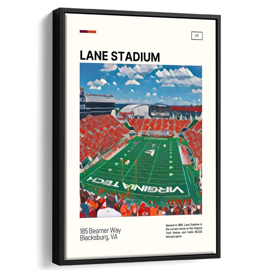 Lane Stadium Print, Virginia Tech Hokies Stadium Canvas Art, Man Cave Gift, Floating Framed Canvas Print Wall Art