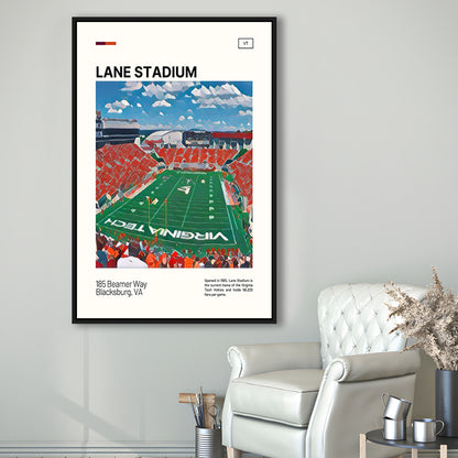 Lane Stadium Print, Virginia Tech Hokies Stadium Canvas Art, Man Cave Gift, Floating Framed Canvas Print Wall Art