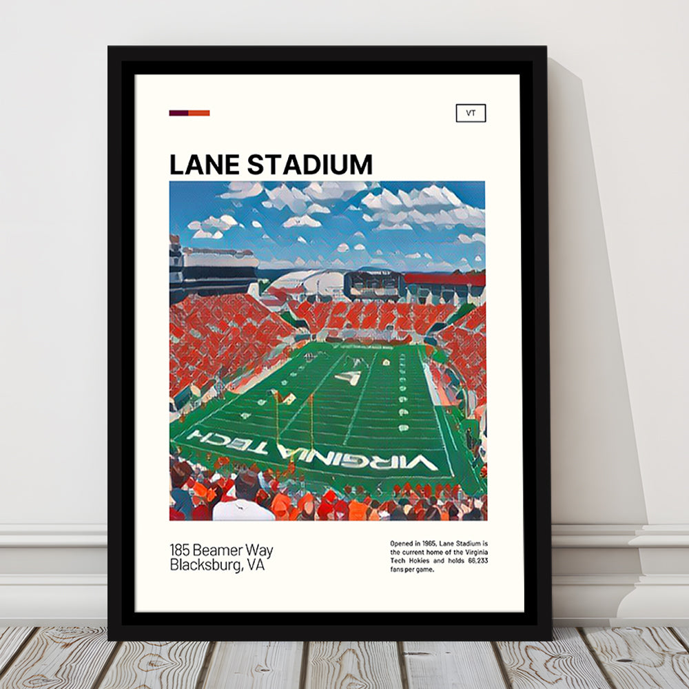 Lane Stadium Print, Virginia Tech Hokies Stadium Canvas Art, Man Cave Gift, Floating Framed Canvas Print Wall Art