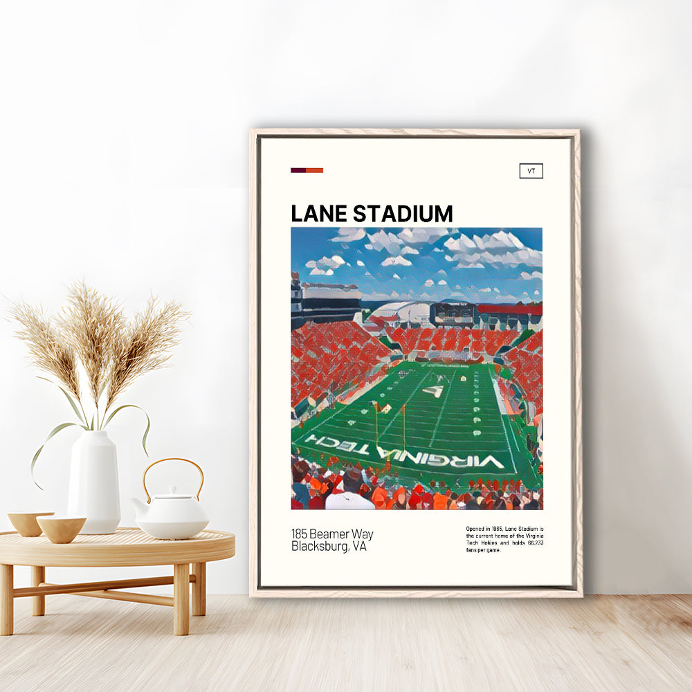 Lane Stadium Print, Virginia Tech Hokies Stadium Canvas Art, Man Cave Gift, Floating Framed Canvas Print Wall Art