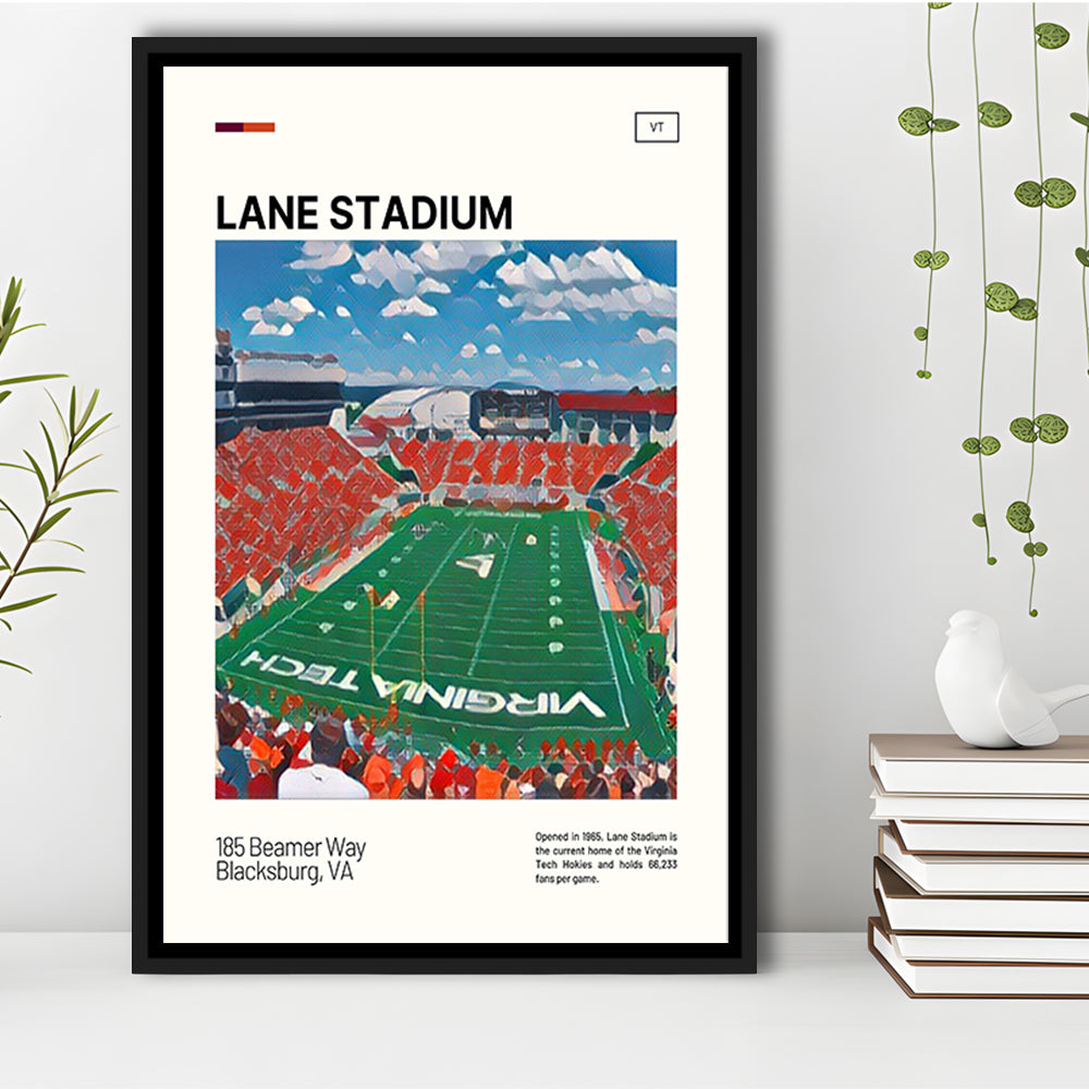 Lane Stadium Print, Virginia Tech Hokies Stadium Canvas Art, Man Cave Gift, Floating Framed Canvas Print Wall Art