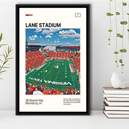 Lane Stadium Print, Virginia Tech Hokies Stadium Canvas Art, Man Cave Gift, Floating Framed Canvas Print Wall Art