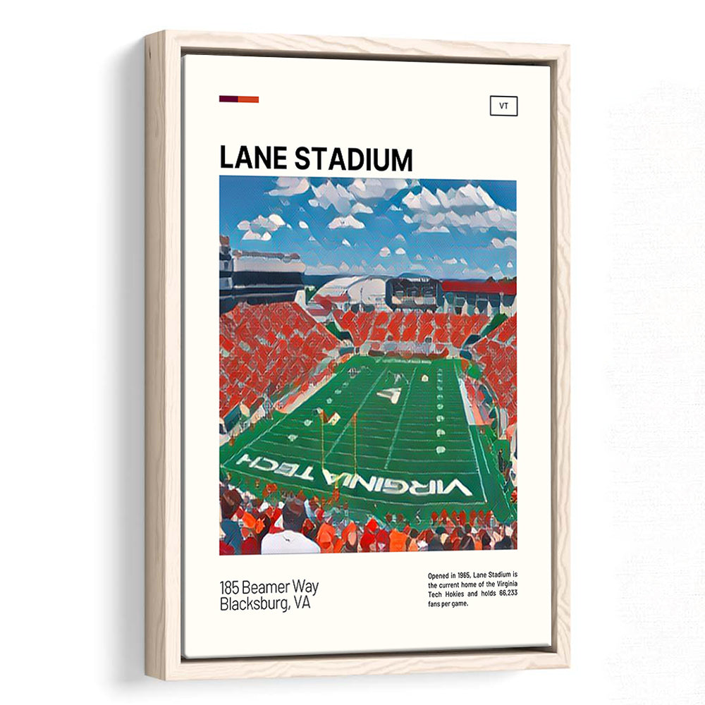 Lane Stadium Print, Virginia Tech Hokies Stadium Canvas Art, Man Cave Gift, Floating Framed Canvas Print Wall Art