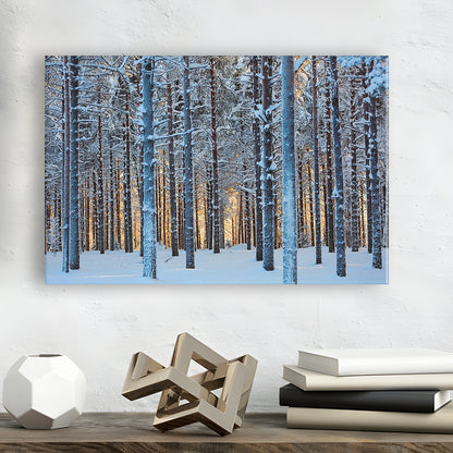 Lapland Woods In Winter At Sunset Kuusamo Finland Large Stretched Canvas, Cavas Print Wall Art Hom Decor