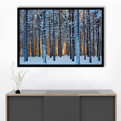 Lapland Woods In Winter At Sunset Kuusamo Finland LargeArt Prints, Framed Art Print, Picture Framed