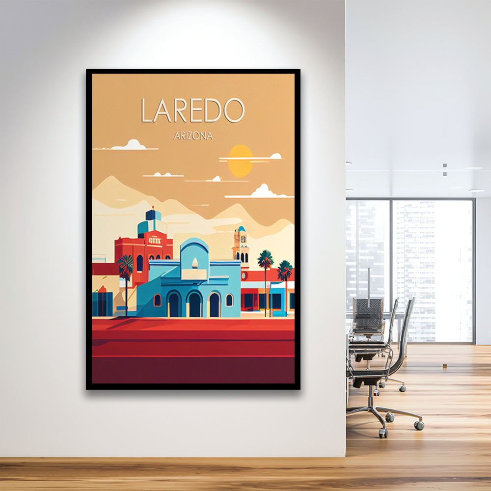 Laredo Arizona Retro Art Print, Laredo City Wall Art, Framed Art Print, Picture Framed, Painting Art
