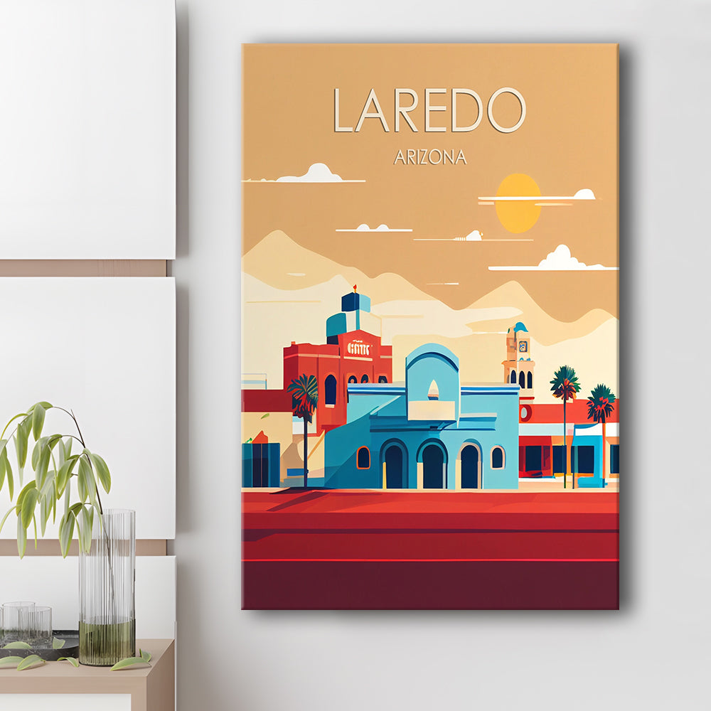 Laredo Arizona Retro Art Print, Laredo City Wall Art, Canvas Print, Painting Canvas, Living Room Decor