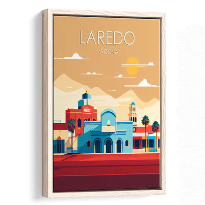 Laredo Arizona Retro Art Print, Laredo City Wall Art, Floating Framed Canvas Print, Framed Picture, Painting Canvas