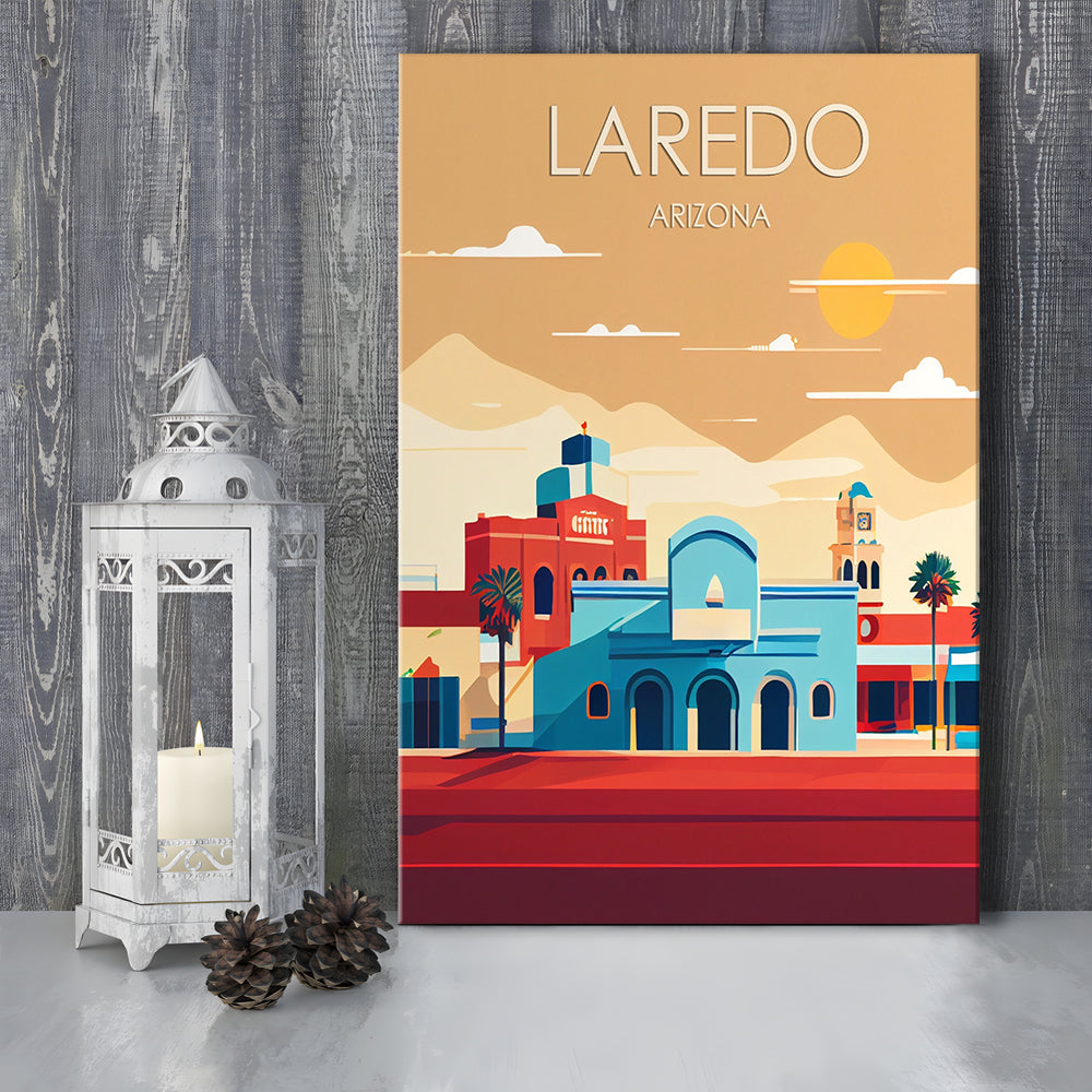 Laredo Arizona Retro Art Print, Laredo City Wall Art, Canvas Print, Painting Canvas, Living Room Decor