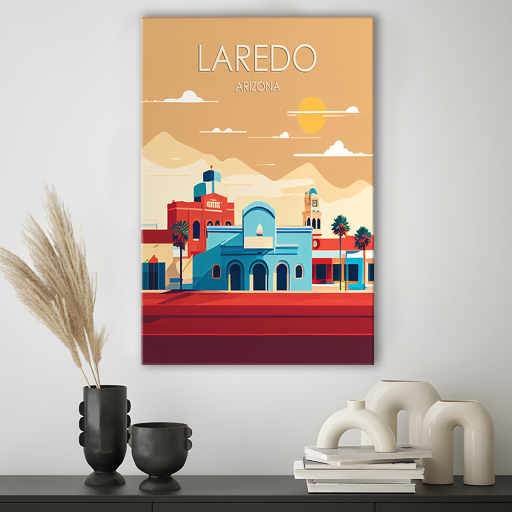 Laredo Arizona Retro Art Print, Laredo City Wall Art, Canvas Print, Painting Canvas, Living Room Decor