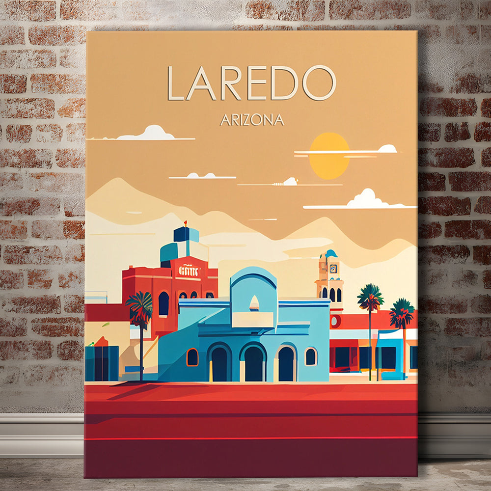 Laredo Arizona Retro Art Print, Laredo City Wall Art, Canvas Print, Painting Canvas, Living Room Decor