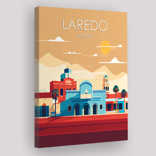 Laredo Arizona Retro Art Print, Laredo City Wall Art, Canvas Print, Painting Canvas, Living Room Decor