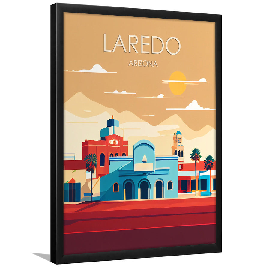 Laredo Arizona Retro Art Print, Laredo City Wall Art, Framed Art Print, Picture Framed, Painting Art