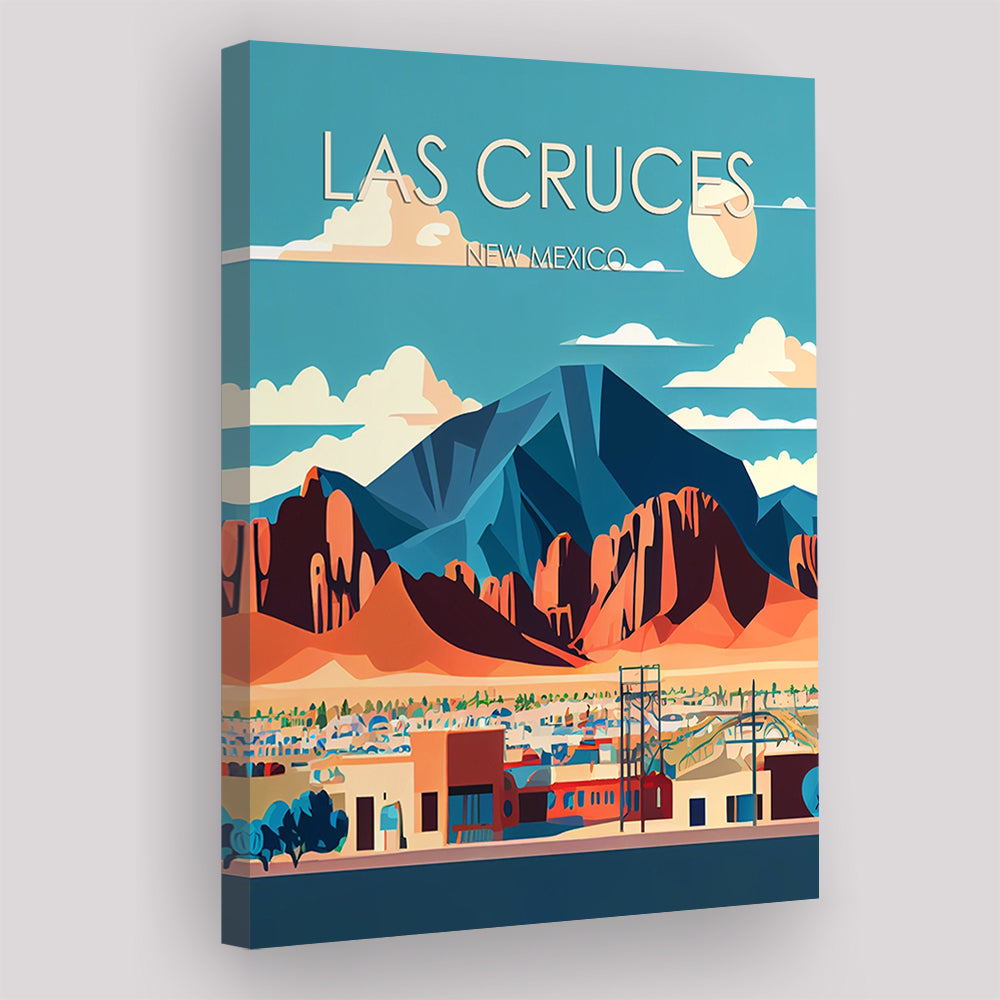 Las Cruces New Mexico Retro Art Print, Las Cruces City Wall Art, Canvas Print, Painting Canvas, Living Room Decor