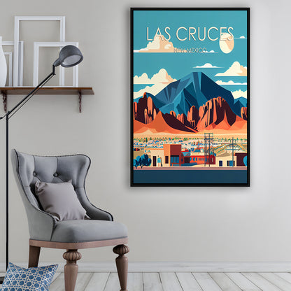 Las Cruces New Mexico Retro Art Print, Las Cruces City Wall Art, Floating Framed Canvas Print, Framed Picture, Painting Canvas