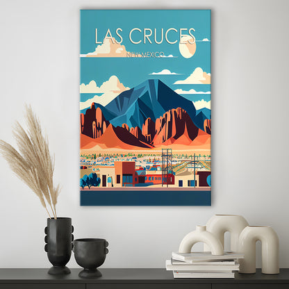 Las Cruces New Mexico Retro Art Print, Las Cruces City Wall Art, Canvas Print, Painting Canvas, Living Room Decor