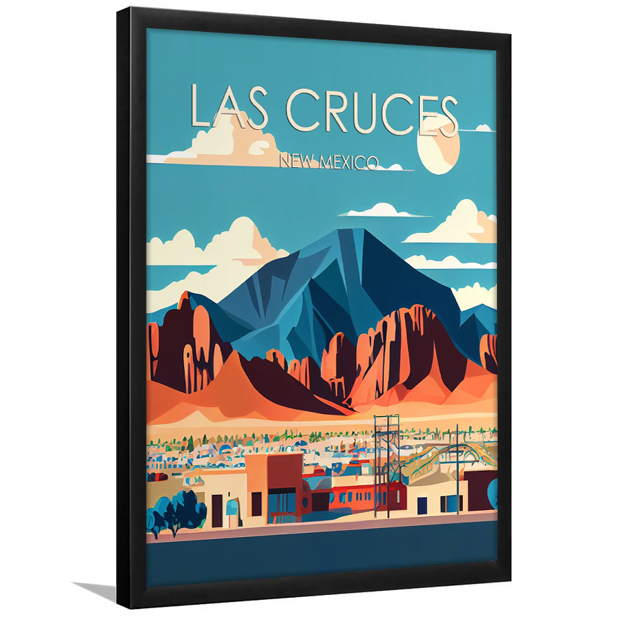Las Cruces New Mexico Retro Art Print, Las Cruces City Wall Art, Framed Art Print, Picture Framed, Painting Art